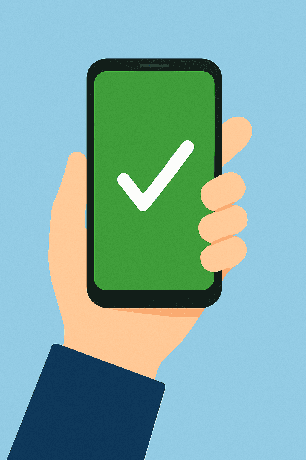 Smartphone mit grünem Haken